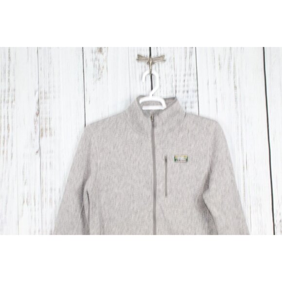 LL Bean Sweater Fleece Full Zip Jacket Pewter Size L Tall - Picture 2 of 9